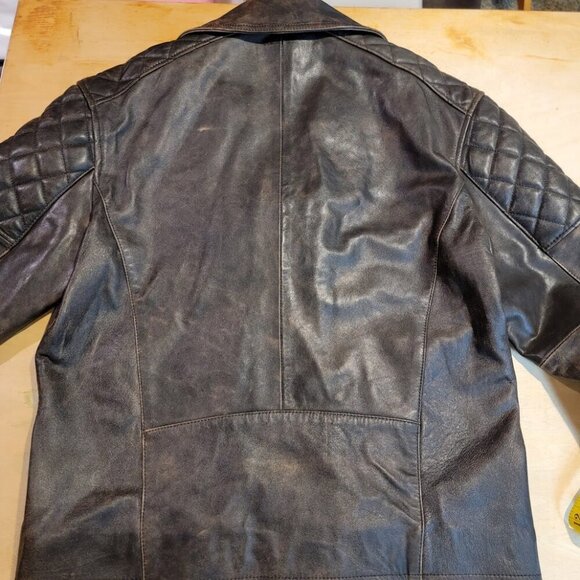 ASOS Design Oversized Biker Jacket - Real Leather with Stitch Detail - Picture 16 of 16